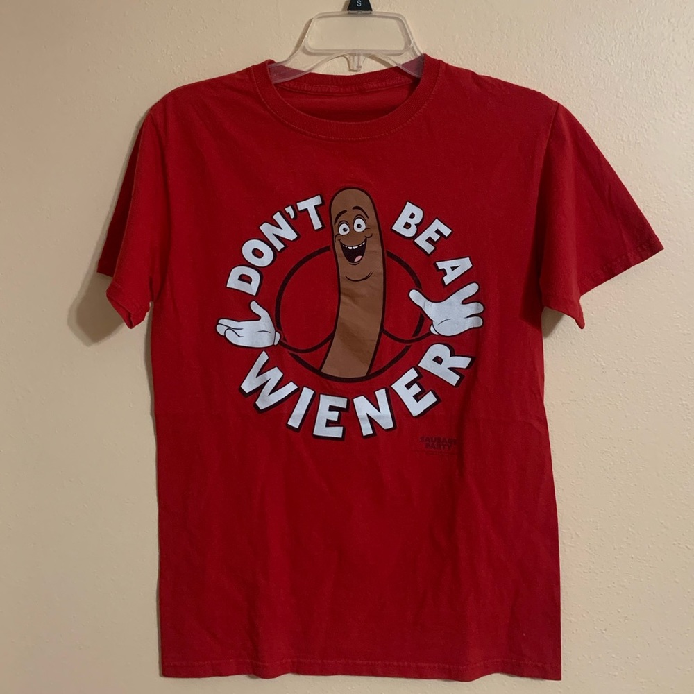 Sausage Party Movie Dont Be A Weiner Red Shirt Mens Small Seth Rogen